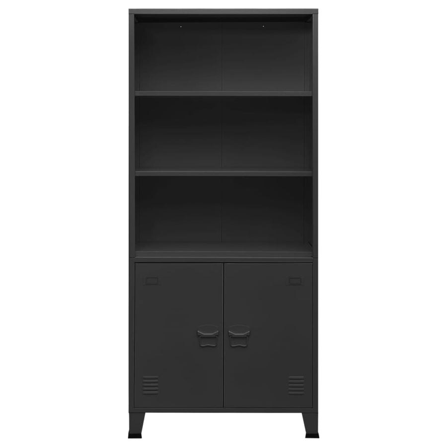 Boekenkast industrieel 80x32x180 cm staal antracietkleurig