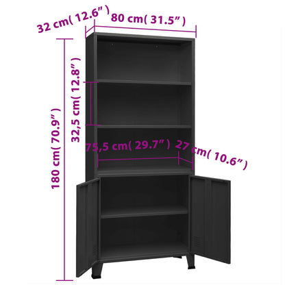 Boekenkast industrieel 80x32x180 cm staal antracietkleurig