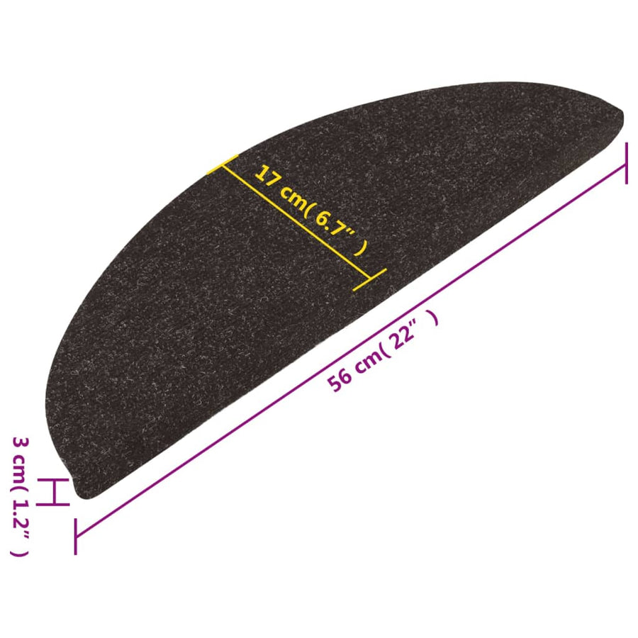 Trapmatten Zelfklevend 56X17X3 Cm 15 Zwart Halfrond (56 x 17 cm)