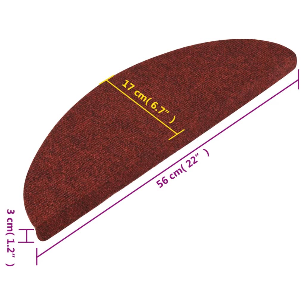 Trapmatten Zelfklevend 56X17X3 Cm 15 Rood Halfrond (56 x 17 cm)