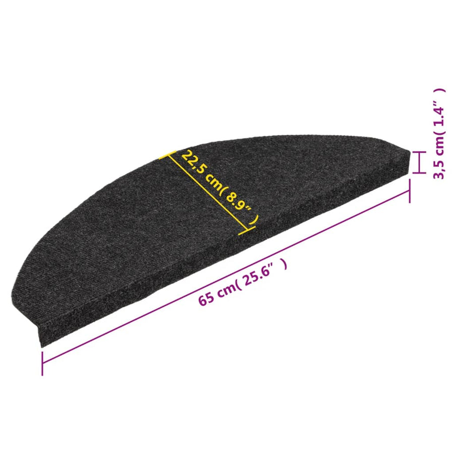 Trapmatten Zelfklevend 65X22,5X3,5 Cm 15 Zwart Halfrond (65 x 22,5 cm)