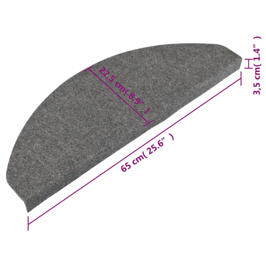 Trapmatten Zelfklevend 65X22,5X3,5 Cm 15 Grijs Halfrond (65 x 22,5 cm)