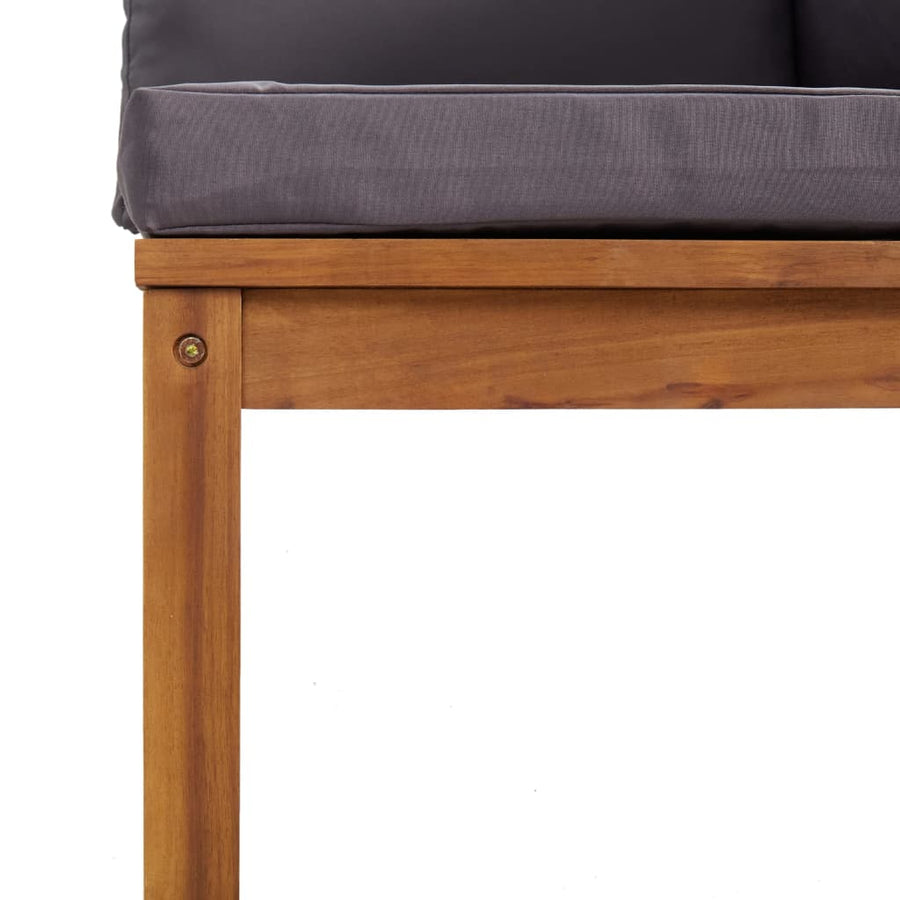 7-Delige Loungeset Met Kussens Massief Acaciahout Donkergrijs 2x hoek + 2x midden + Fauteuil + voetensteun + Tafel