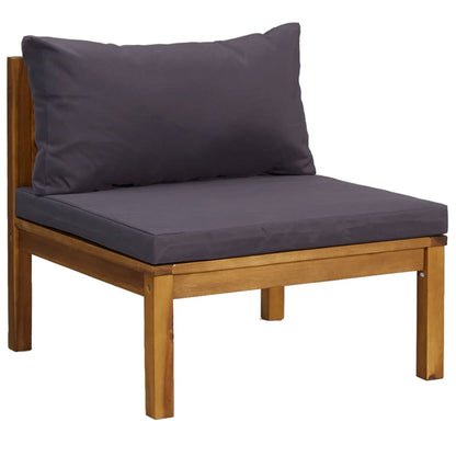 6-Delige Loungeset Met Kussens Massief Acaciahout Donkergrijs 4x hoek + midden + Tafel