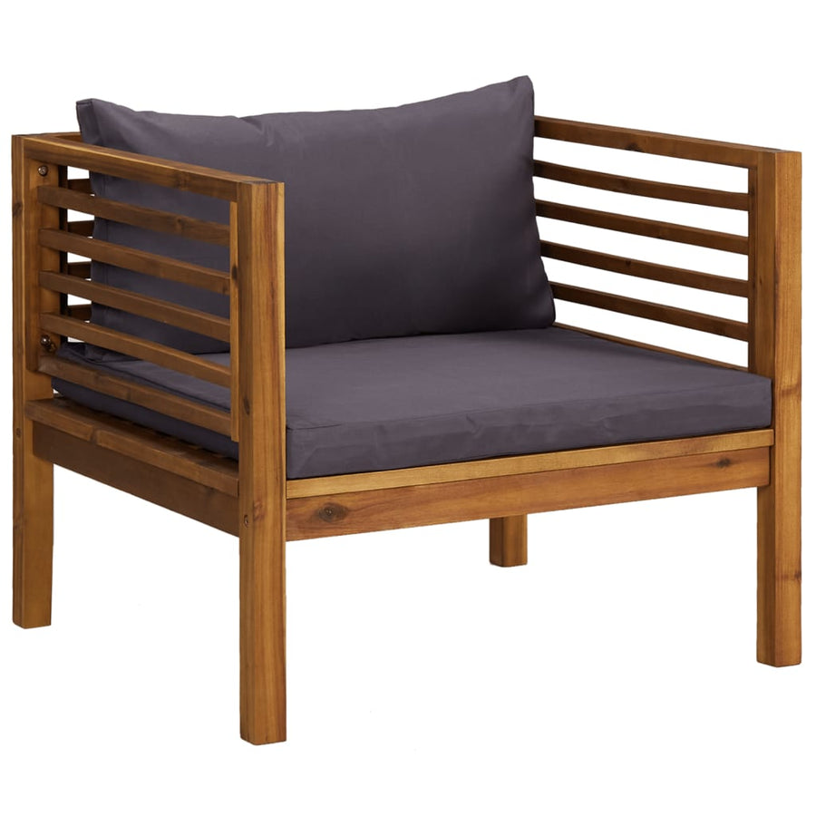 8-Delige Loungeset Met Kussens Massief Acaciahout Donkergrijs 3x hoek + 2x midden + Fauteuil + voetensteun + Tafel