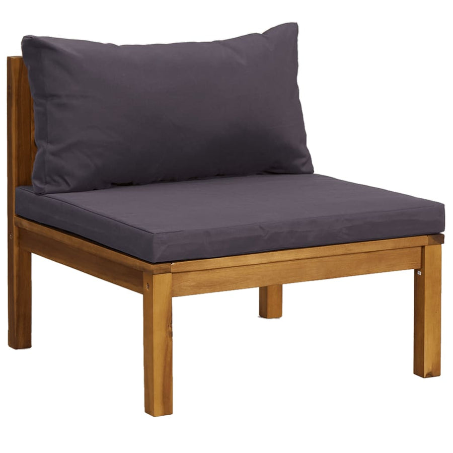 7-Delige Loungeset Met Kussens Massief Acaciahout Donkergrijs 2x hoek + 2x midden + 2x voetensteun + Tafel