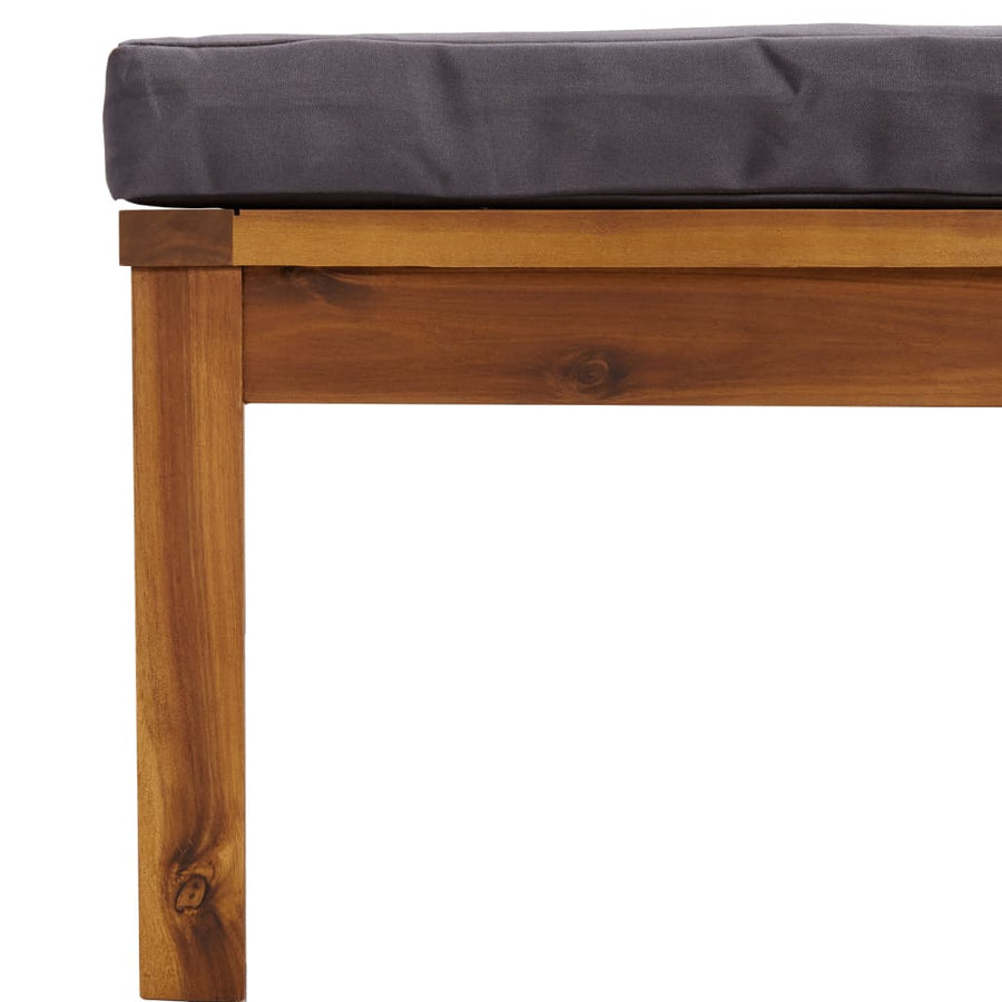 7-Delige Loungeset Met Kussens Massief Acaciahout Donkergrijs 2x hoek + 2x midden + 2x voetensteun + Tafel
