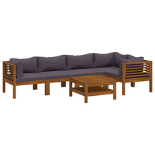 6-Delige Loungeset Met Kussens Massief Acaciahout Donkergrijs 2x midden + 3x hoek + Tafel