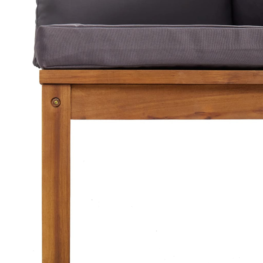 7-Delige Loungeset Met Kussens Massief Acaciahout Donkergrijs 2x midden + 3x hoek + Fauteuil + Tafel