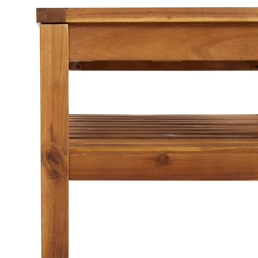 7-Delige Loungeset Met Crèmekleurige Kussens Massief Acaciahout 1 3x hoek + 2x midden + Fauteuil + Tafel