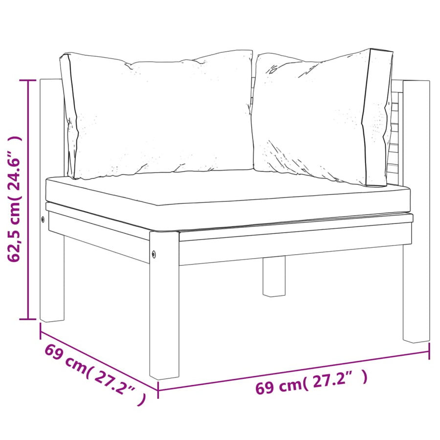 12-delige Loungeset met crèmekleurige kussens massief acaciahout