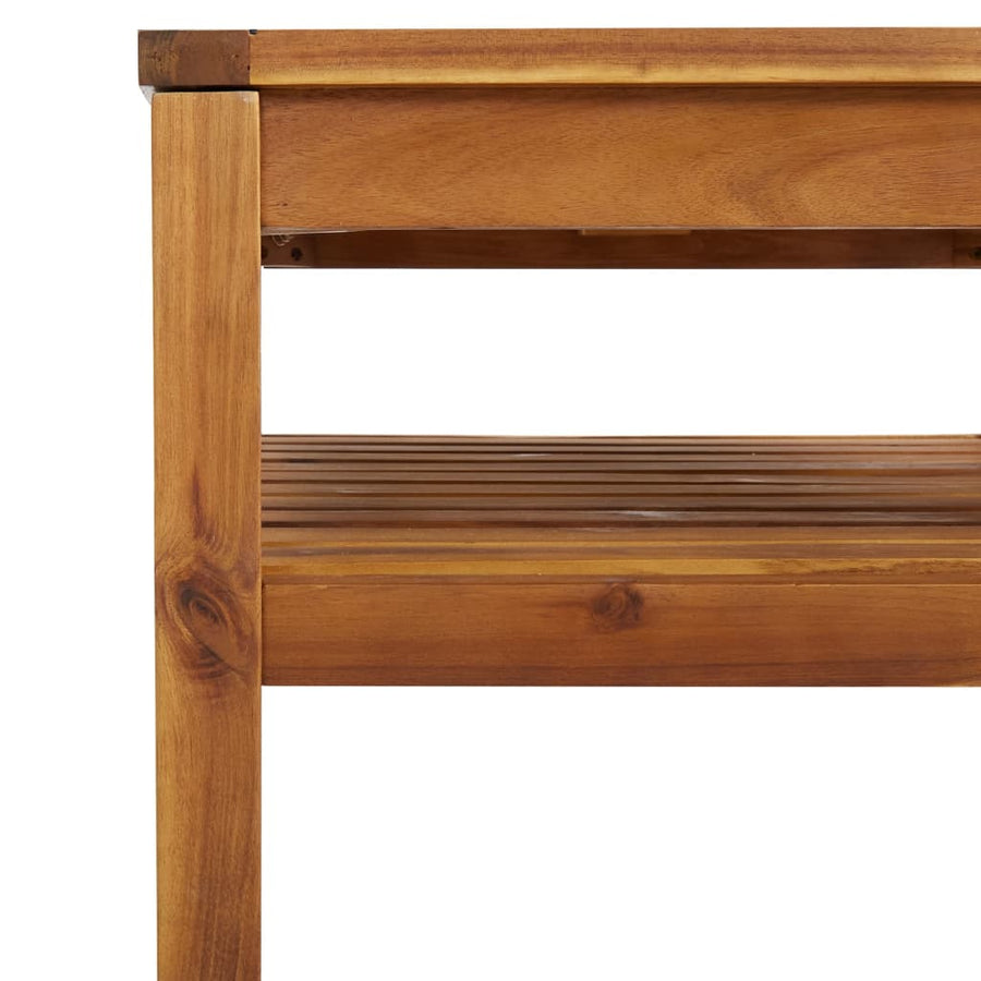 7-Delige Loungeset Met Crèmekleurige Kussens Massief Acaciahout 1 2x midden + 3x hoek + Fauteuil + Tafel