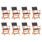 Tuinstoelen 8 stuks inklapbaar eucalyptushout textileen zwart