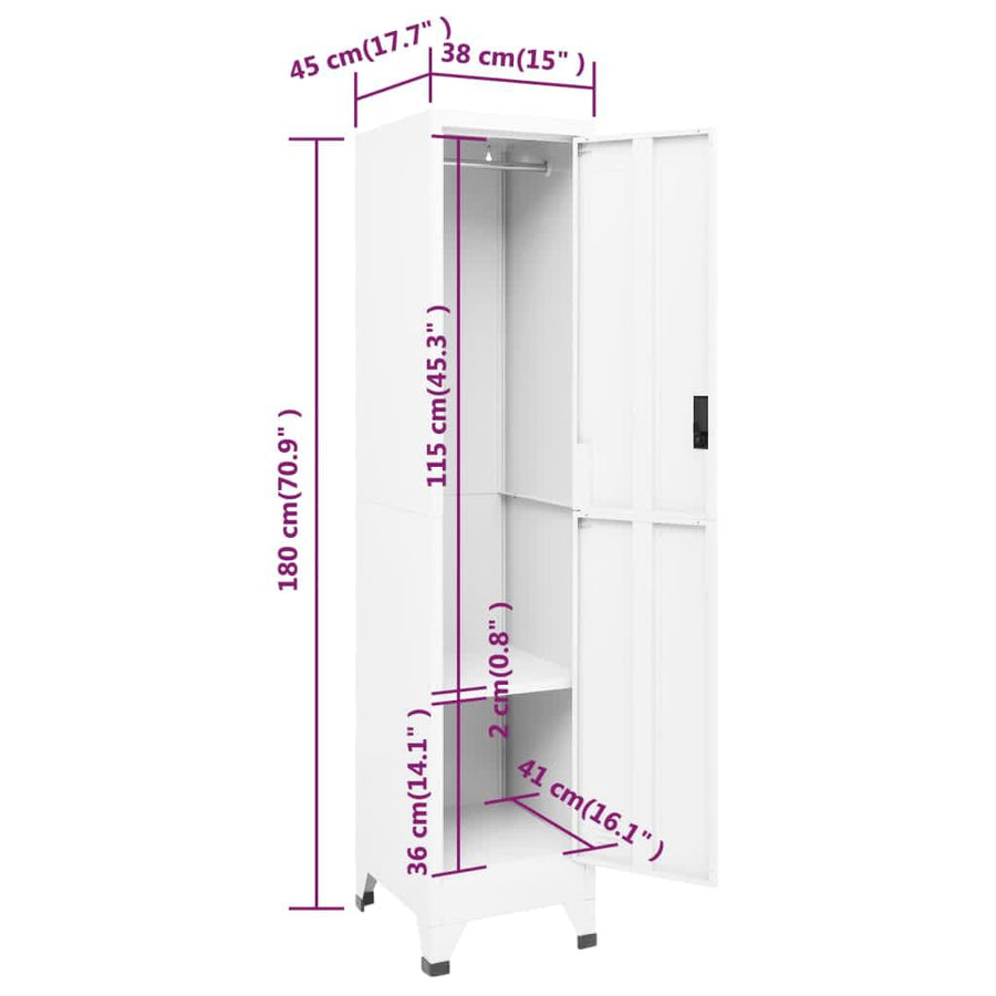 Lockerkast 38X45X180 Cm Staal Wit