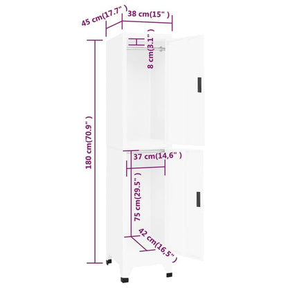 Lockerkast 38x45x180 cm staal wit