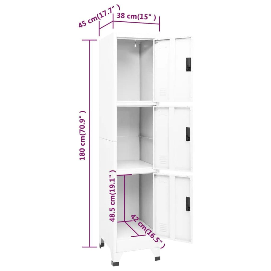 Lockerkast 38x45x180 cm staal wit Wit