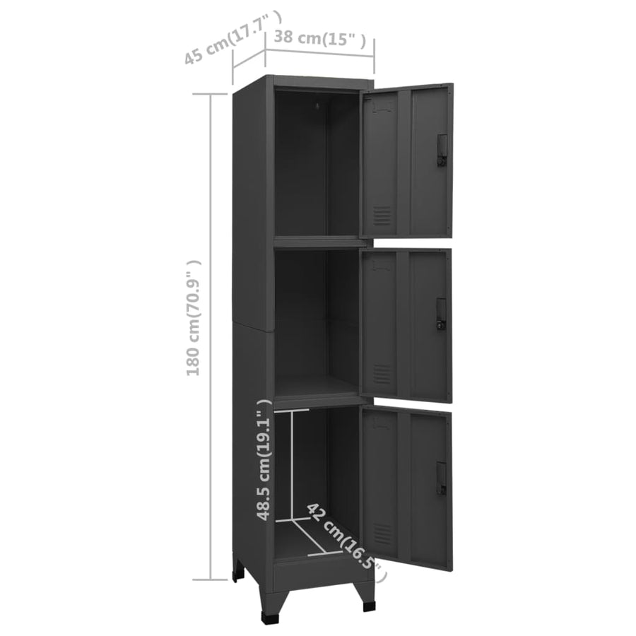 Lockerkast 38x45x180 cm staal antracietkleurig Antraciet