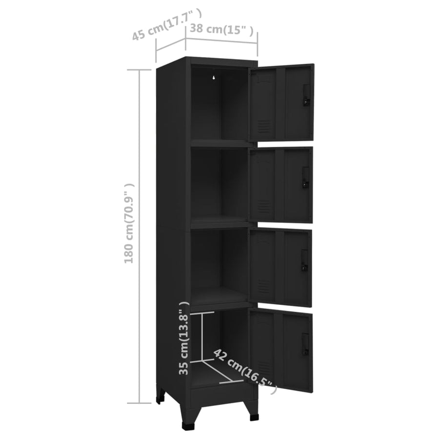 Lockerkast 38X45X180 Cm Staal Zwart