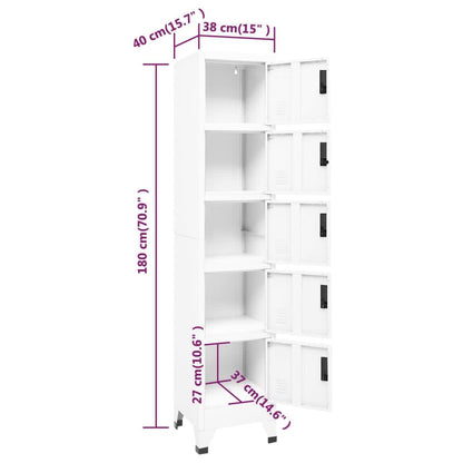 Lockerkast 38X40X180 Cm Staal Wit