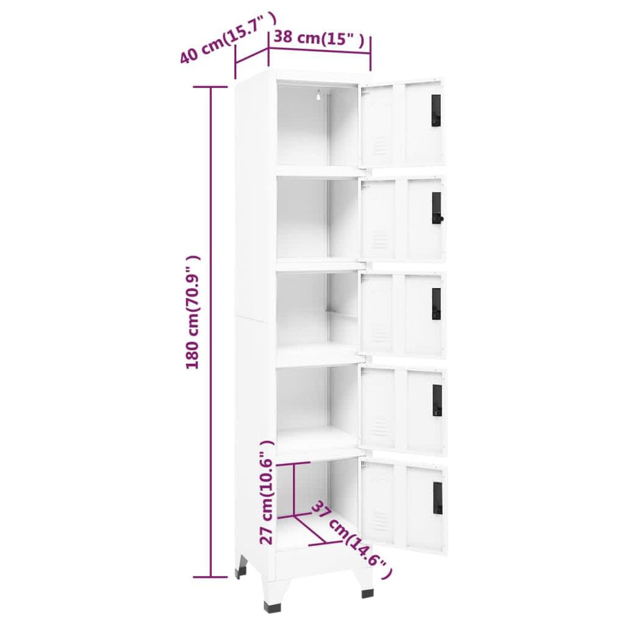 Lockerkast 38X40X180 Cm Staal Wit