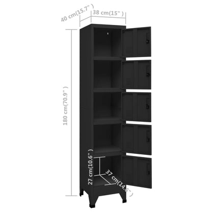 Lockerkast 38X40X180 Cm Staal Zwart