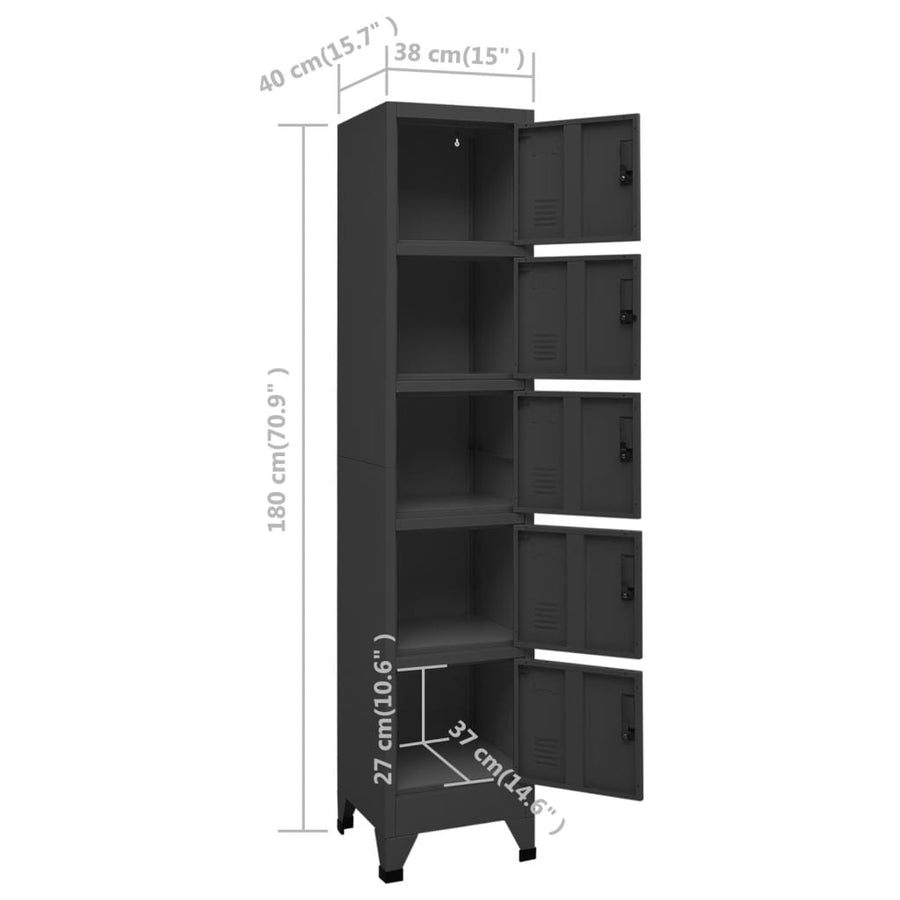 Lockerkast 38X40X180 Cm Staal Antracietkleurig