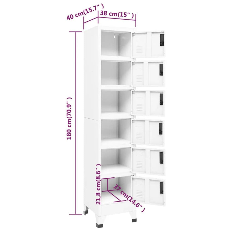 Lockerkast 38X40X180 Cm Staal Wit