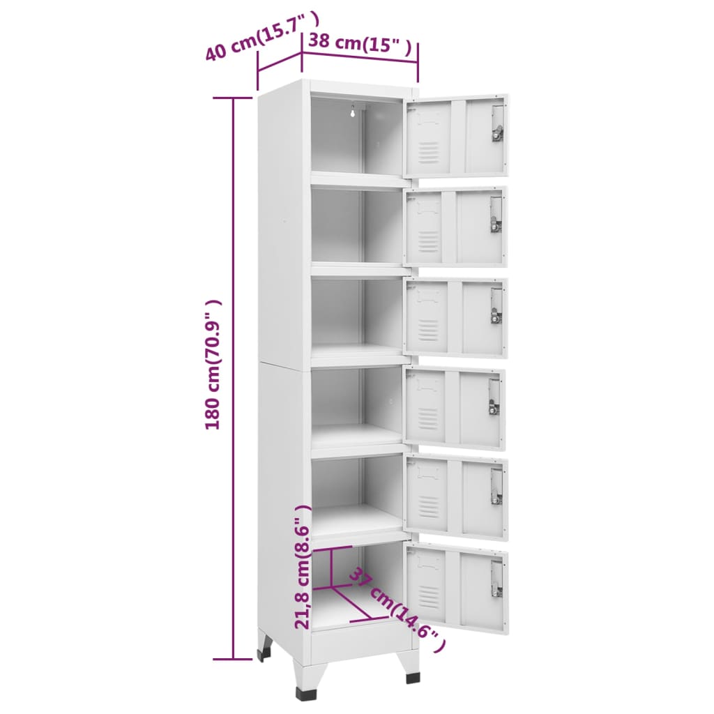 Lockerkast 38X40X180 Cm Staal Lichtgrijs