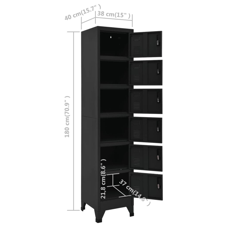 Lockerkast 38X40X180 Cm Staal Zwart