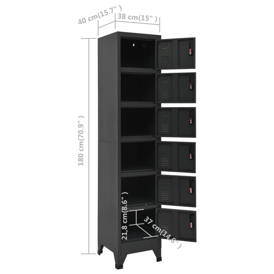 Lockerkast 38x40x180 cm staal antracietkleurig Antraciet