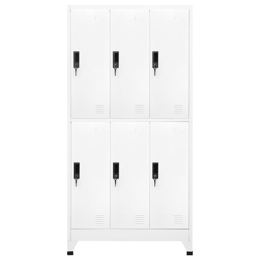 Lockerkast 90X45X80 Cm Staal Wit Met 6 lockers
