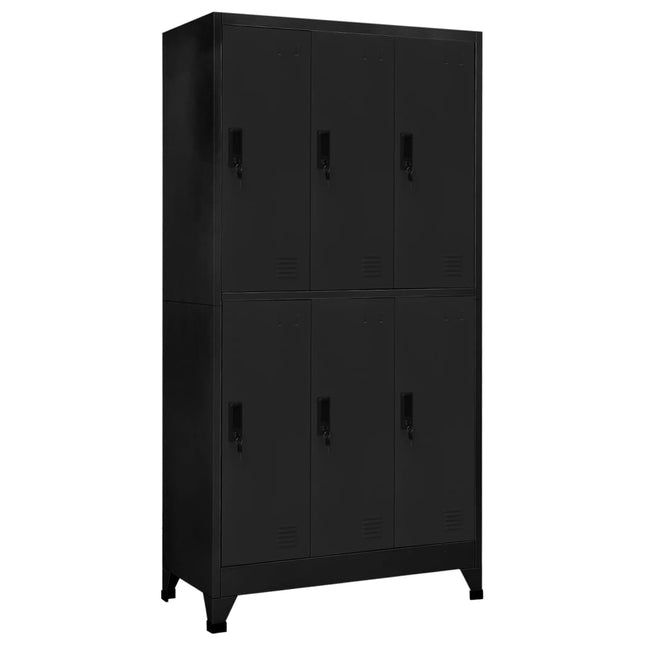 Lockerkast 90x45x180 cm staal zwart Zwart Met 6 lockers