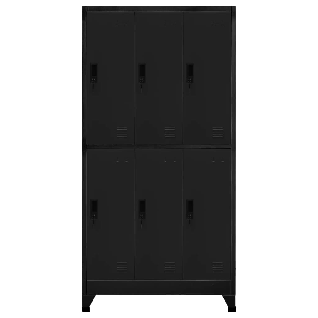 Lockerkast 90x45x180 cm staal zwart Zwart Met 6 lockers
