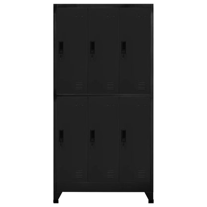 Lockerkast 90x45x180 cm staal zwart Zwart Met 6 lockers