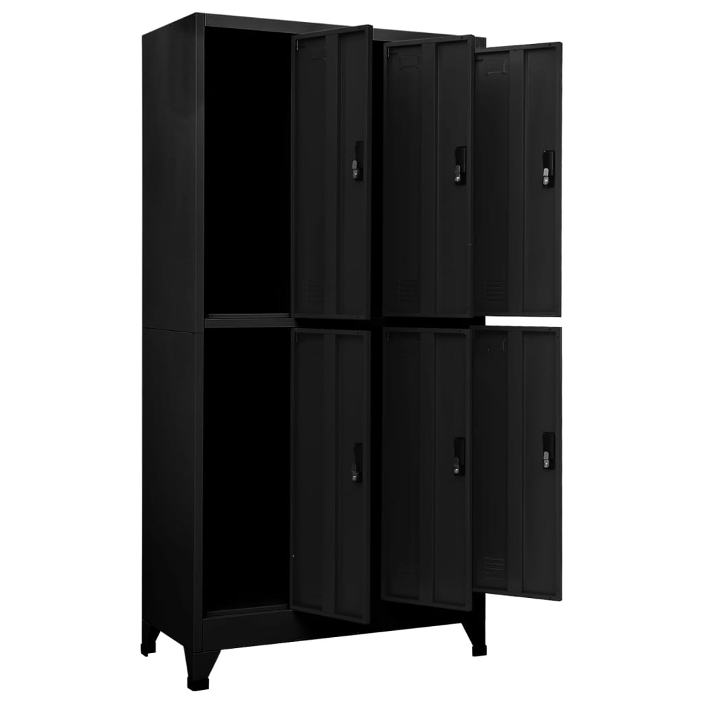 Lockerkast 90x45x180 cm staal zwart Zwart Met 6 lockers