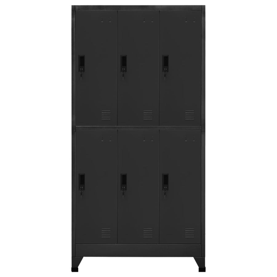 Lockerkast 90x45x180 cm staal antracietkleurig Antraciet Met 6 lockers