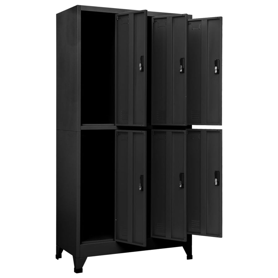 Lockerkast 90x45x180 cm staal antracietkleurig Antraciet Met 6 lockers