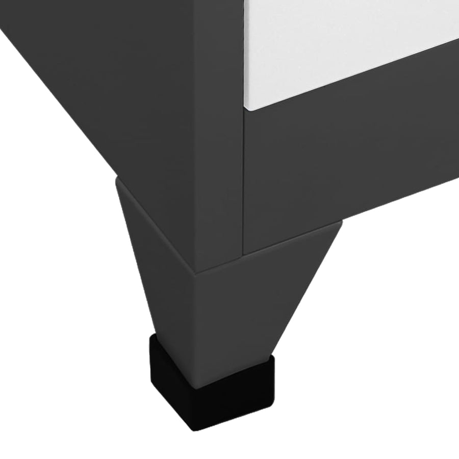 Lockerkast 90x45x180 cm staal antracietkleurig en wit Antraciet en wit Met 6 lockers