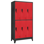 Lockerkast 90x45x180 cm staal antraciet rood