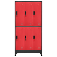 Lockerkast 90x45x180 cm staal antracietkleurig en rood Antraciet en rood Met 6 lockers