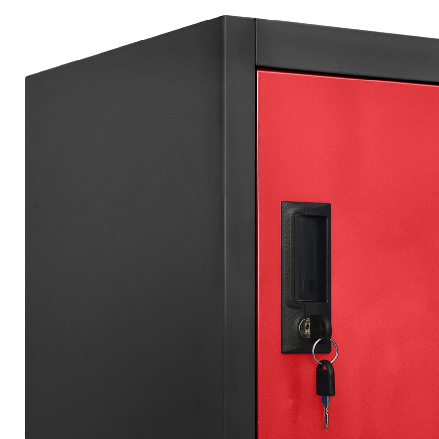 Lockerkast 90x45x180 cm staal antracietkleurig en rood Antraciet en rood Met 6 lockers