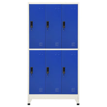 Lockerkast 90x45x180 cm staal grijs en blauw Grijs en blauw Met 6 lockers