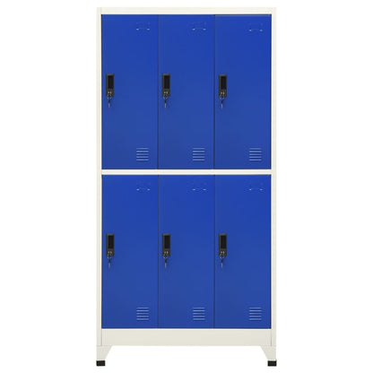 Lockerkast 90x45x180 cm staal grijs en blauw Grijs en blauw Met 6 lockers