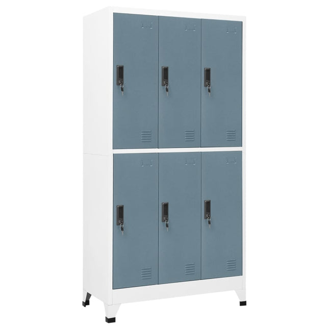 Lockerkast 90x45x180 cm staal lichtgrijs en donkergrijs Lichtgrijs en donkergrijs Met 6 lockers