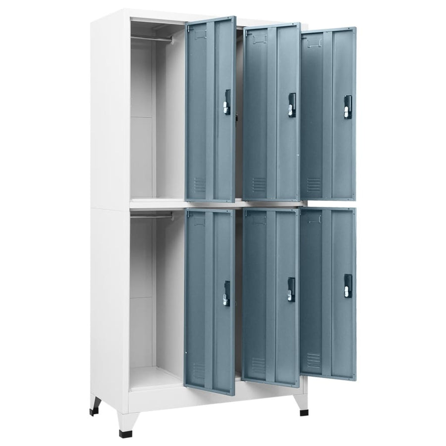 Lockerkast 90x45x180 cm staal lichtgrijs en donkergrijs Lichtgrijs en donkergrijs Met 6 lockers