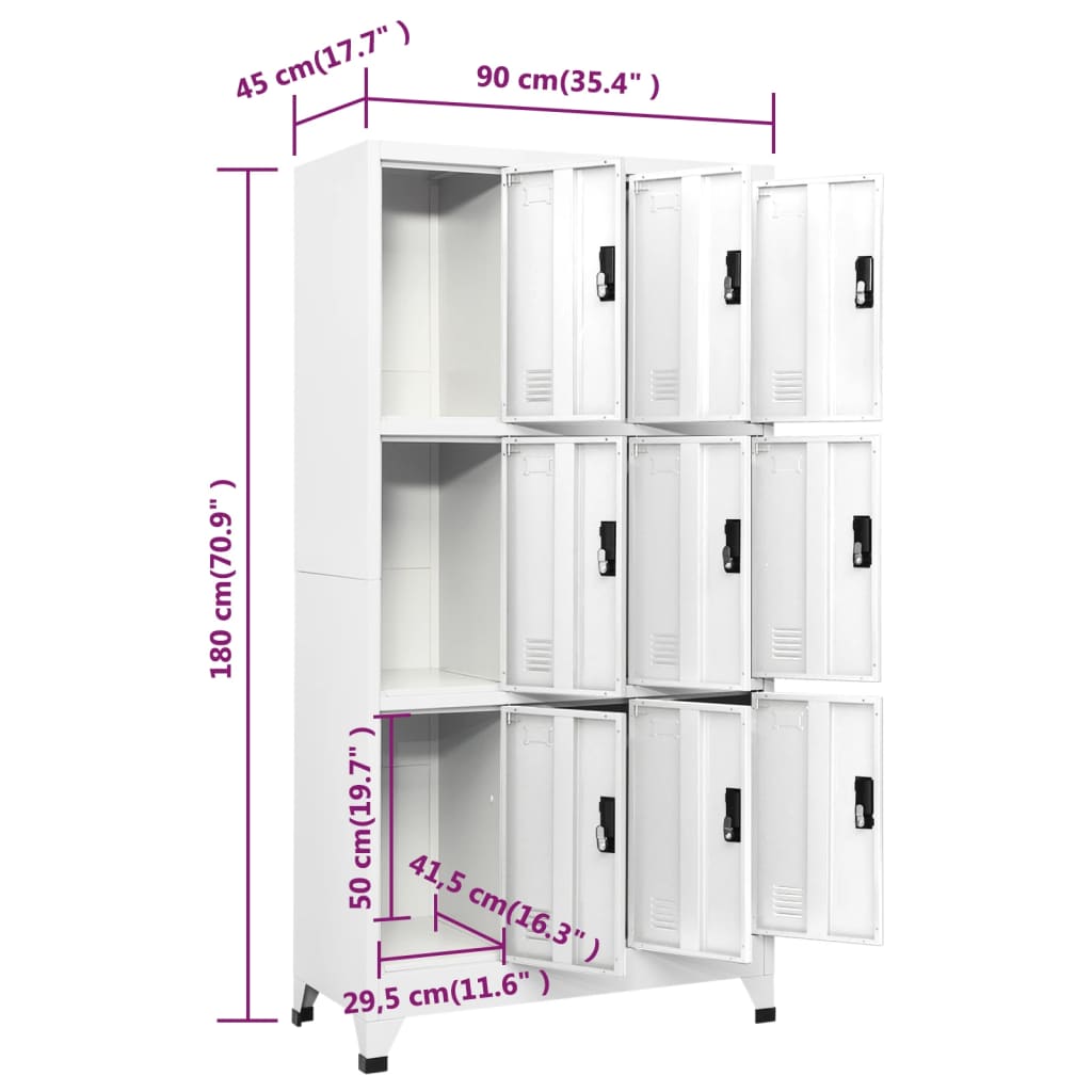 Lockerkast 90x45x180 cm staal wit Wit
