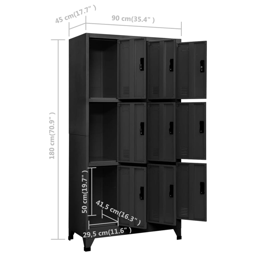 Lockerkast 90x45x180 cm staal antracietkleurig Antraciet