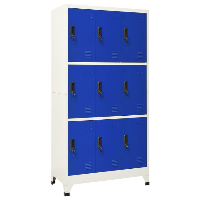 Lockerkast 90x45x180 cm staal grijs en blauw Grijs en blauw