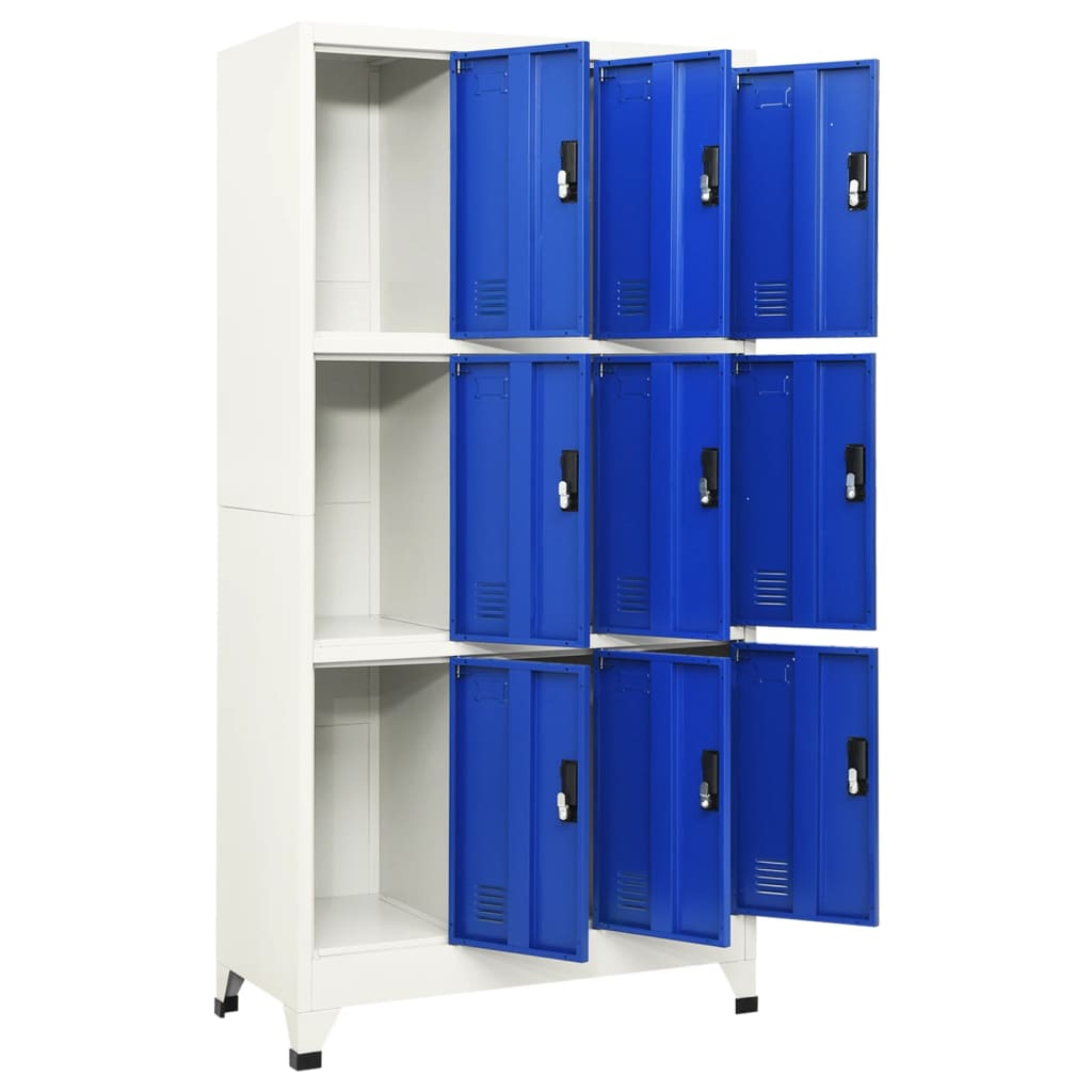 Lockerkast 90x45x180 cm staal grijs en blauw Grijs en blauw