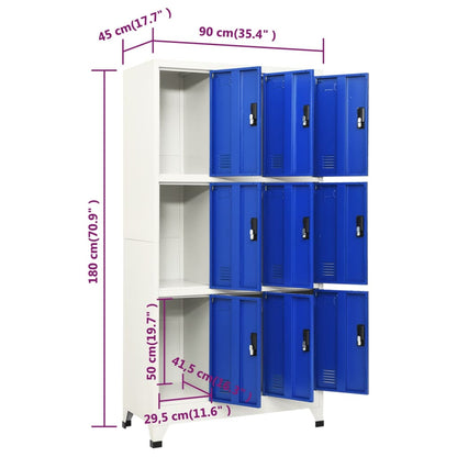 Lockerkast 90x45x180 cm staal grijs en blauw Grijs en blauw